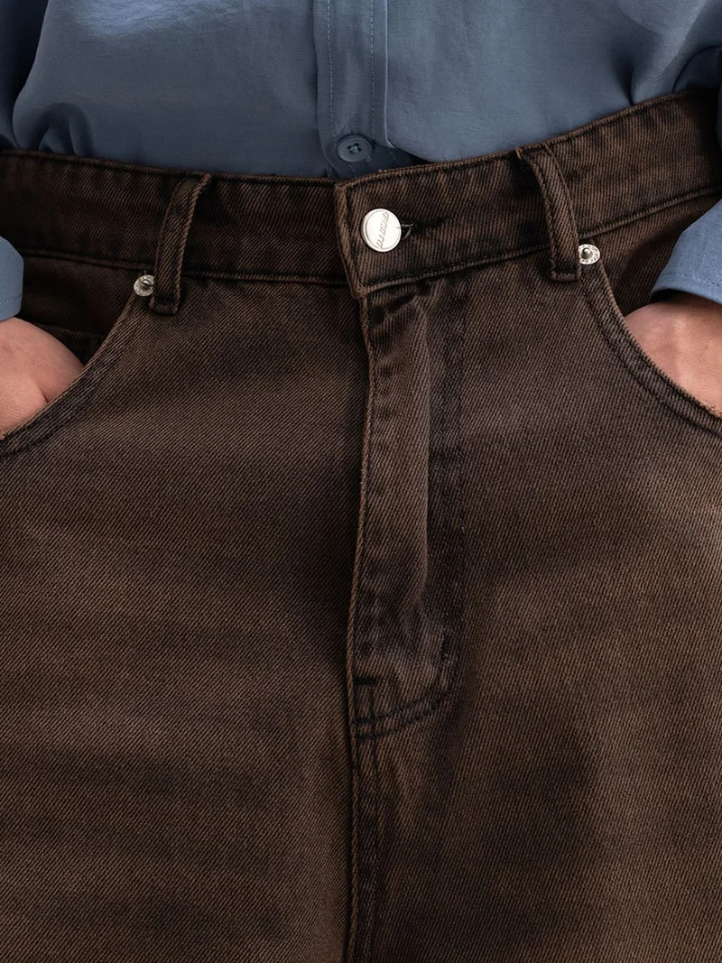 Giesto Coffee Brown GIESTO Destroyed Denim Shorts for Men | Best Price UAE